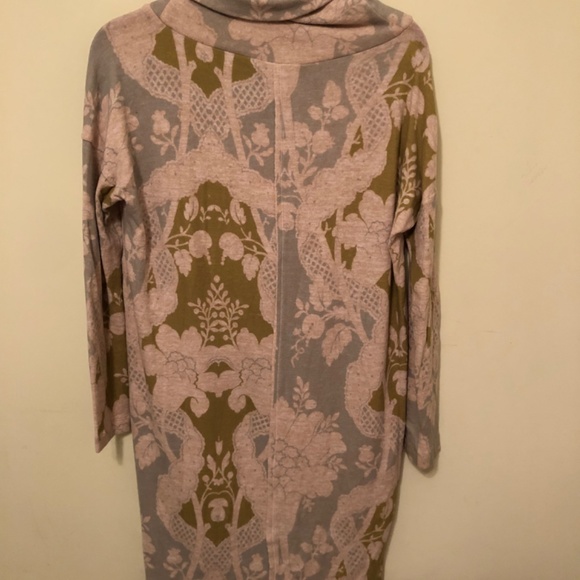 New Anthropologie Turtleneck Sweater Knit Aqua, Chartreuse and Sand Color Dress - Picture 3 of 4